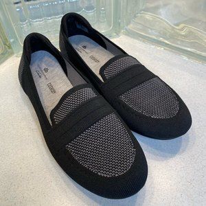 Clarks Cloudstepper Carly Loafer Slip-on Knit Black Gray Women’s Size 7.5